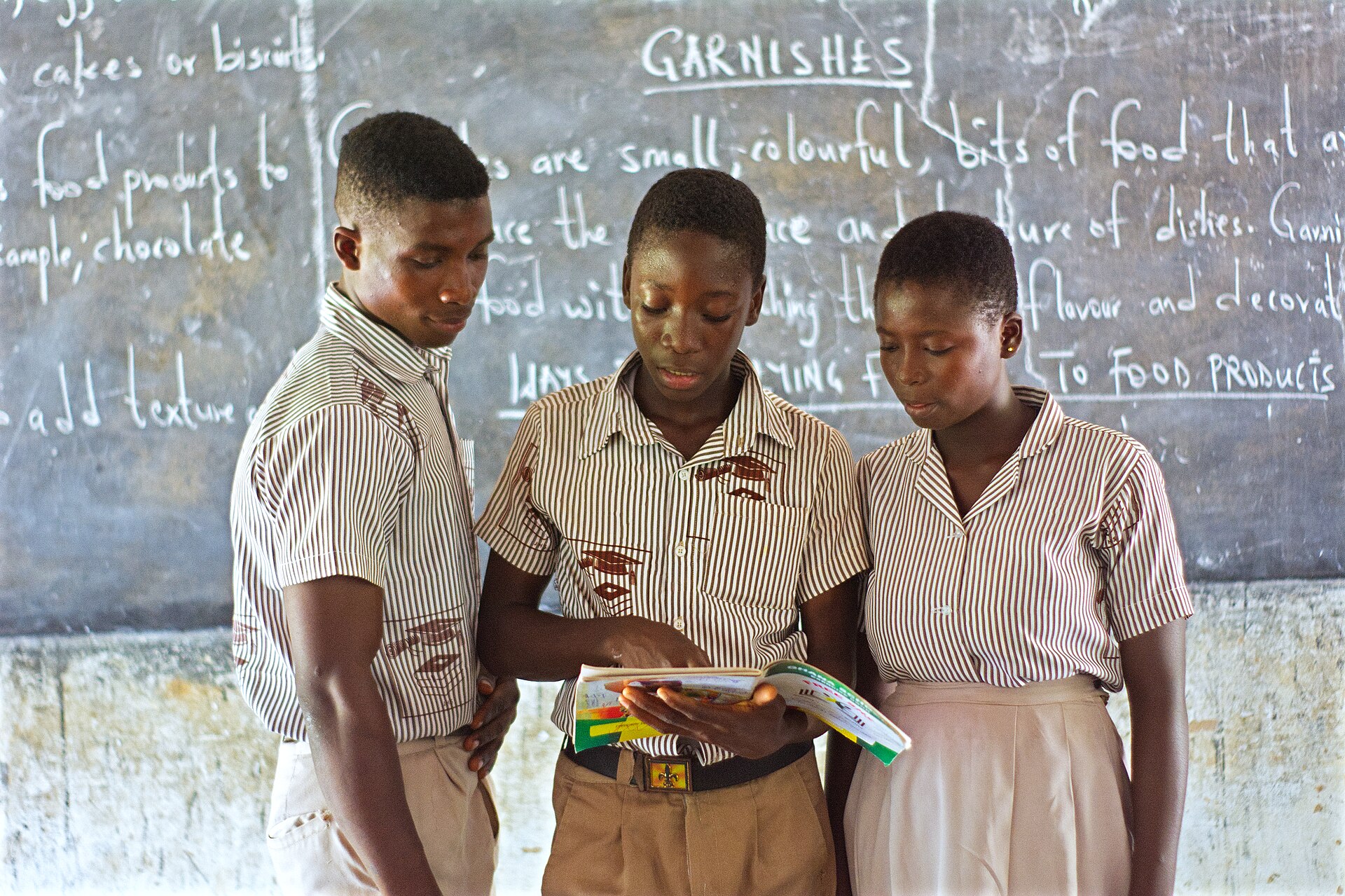 Students reading in a classroom at Amanya in the Oti region of Ghana